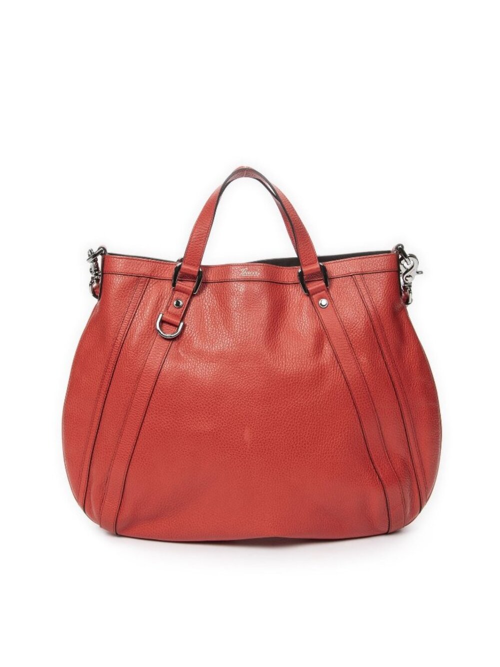 Gucci Convertible Tote Bag Red Gray Leather